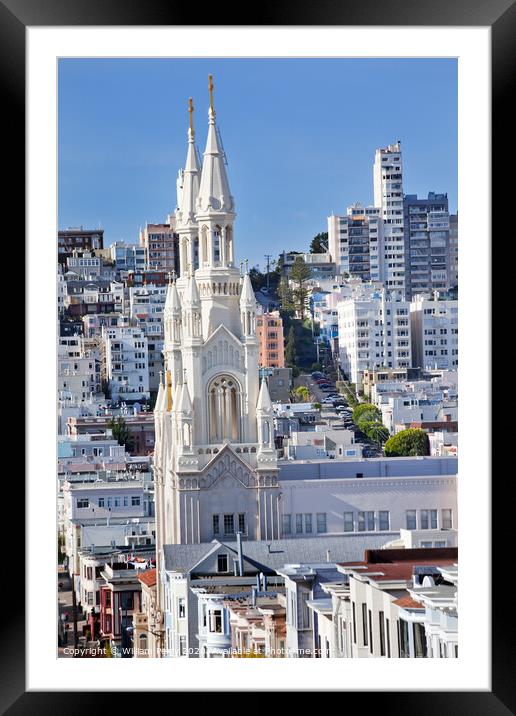 Saint Peter Paul Catholic Church Steeples Houses San Francisco C Framed Mounted Print by William Perry