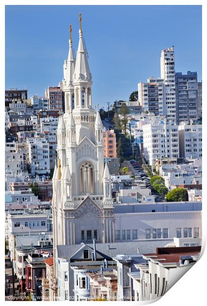 Saint Peter Paul Catholic Church Steeples Houses San Francisco C Print by William Perry