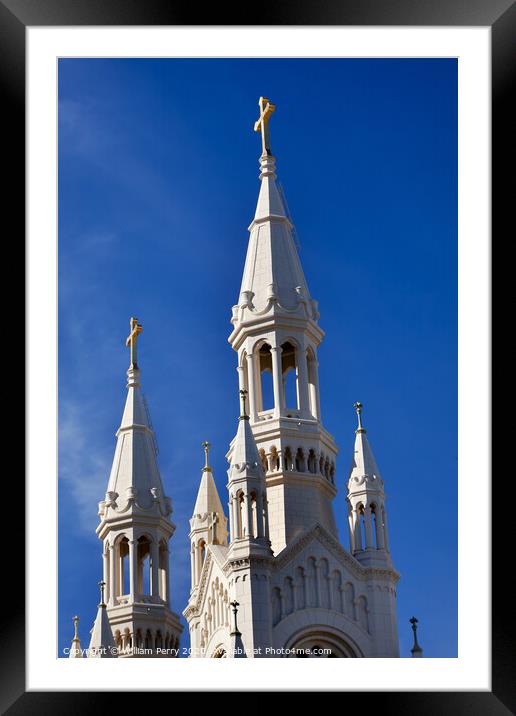 Saint Peter Paul Catholic Church Steeples San Francisco California Framed Mounted Print by William Perry
