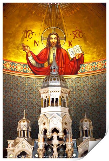 Christ the Pantocrator Interior Saint Peter Paul Catholic Church Print by William Perry