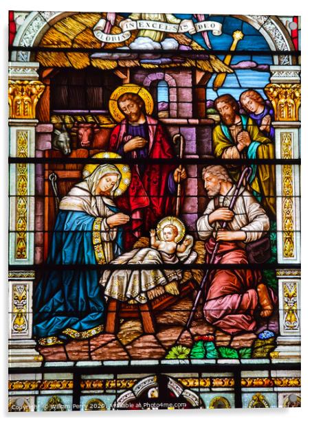 Jesus Nativity Scene Stained Glass Saint Peter Paul Catholic Chu Acrylic by William Perry