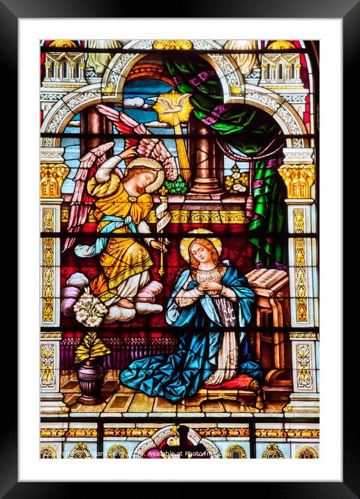 Angel Appearing Mary Stained Glass Saint Peter Paul Catholic Chu Framed Mounted Print by William Perry