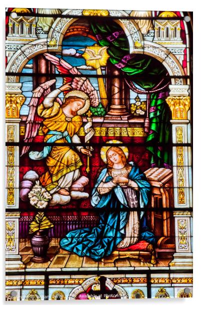 Angel Appearing Mary Stained Glass Saint Peter Paul Catholic Chu Acrylic by William Perry