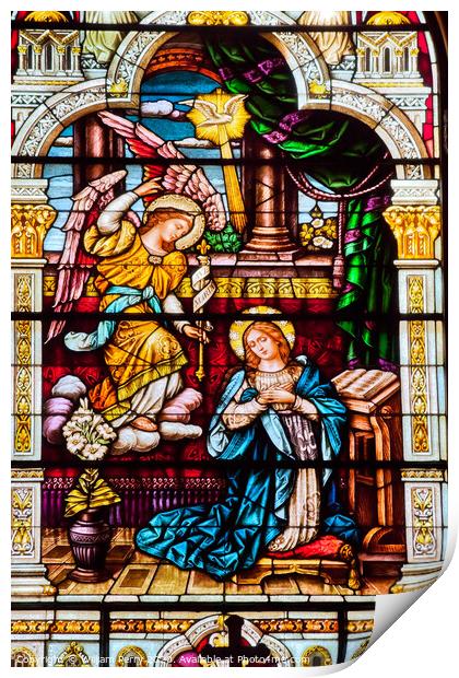 Angel Appearing Mary Stained Glass Saint Peter Paul Catholic Chu Print by William Perry