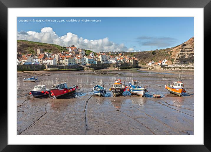 Staithes Harbour Framed Mounted Print by Reg K Atkinson