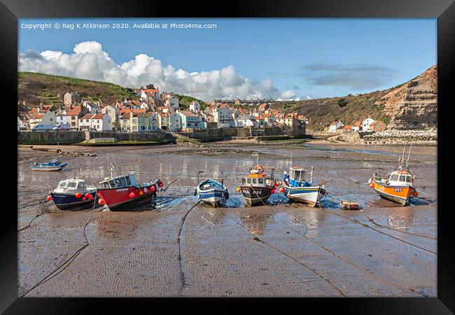 Staithes Harbour Framed Print by Reg K Atkinson