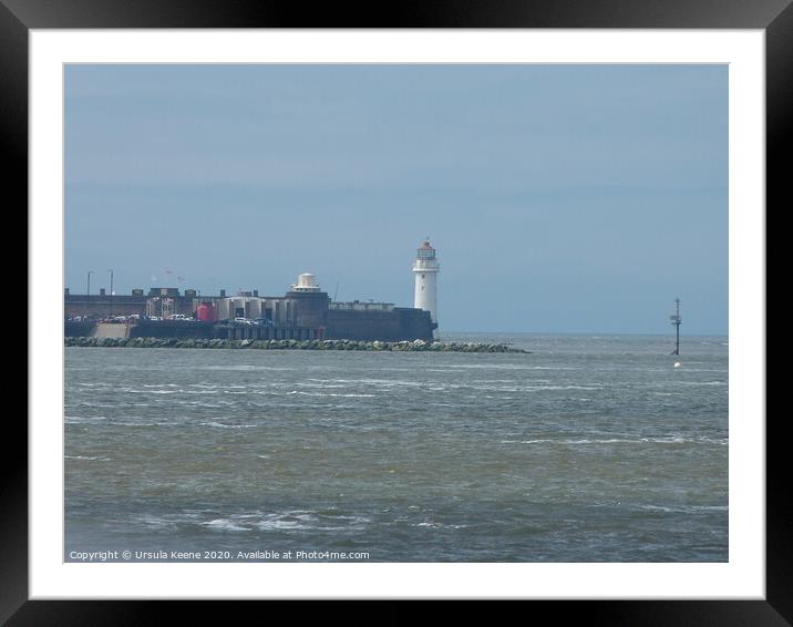 New Brighton Lighthouse from Mersey ferry  Framed Mounted Print by Ursula Keene