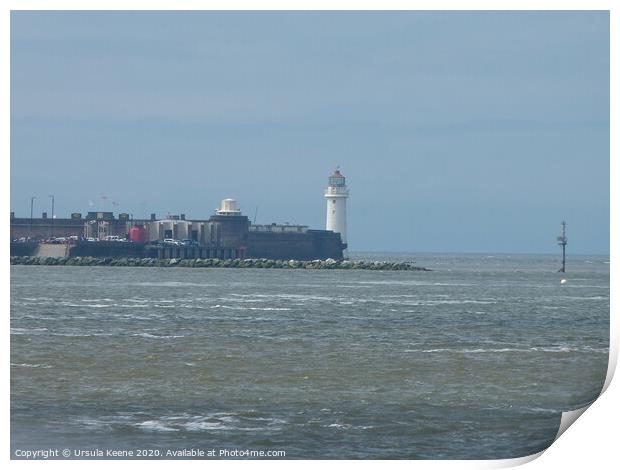 New Brighton Lighthouse from Mersey ferry  Print by Ursula Keene