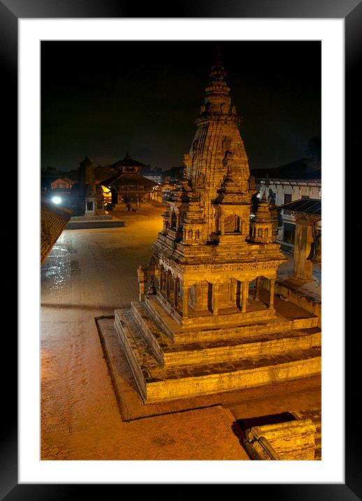 Durbar Square at Night Bhaktapur, Nepal Framed Mounted Print by Serena Bowles