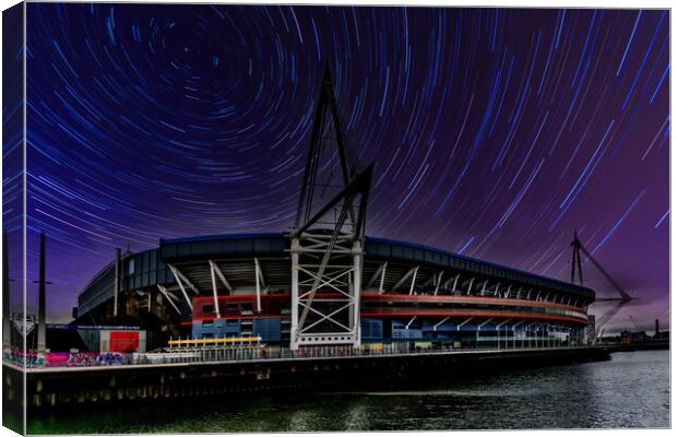 Stars Over The Principality Stadium Canvas Print by Steve Purnell