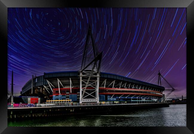 Stars Over The Principality Stadium Framed Print by Steve Purnell