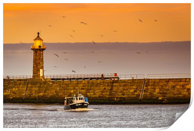 Coming home Whitby Print by kevin cook