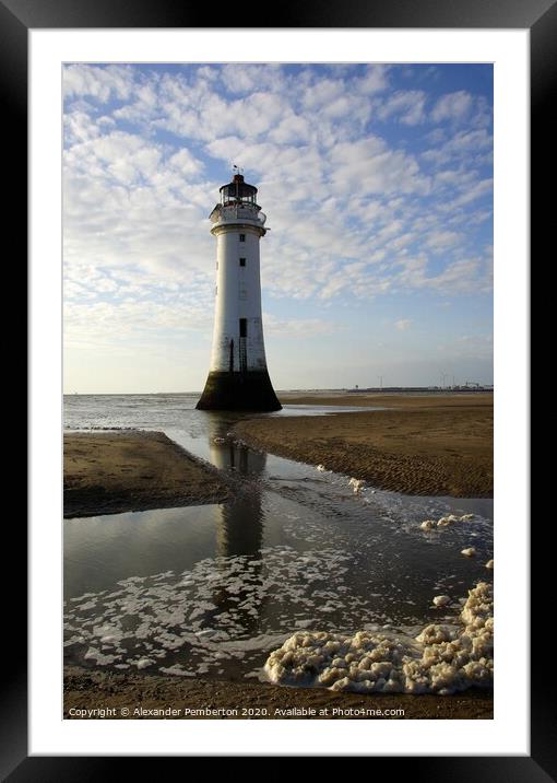 New Brighton Perch  Rock Lighthouse  River Mersey    Wirral,   Merseyside.  England.  Framed Mounted Print by Alexander Pemberton