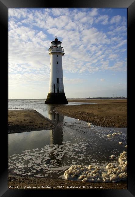 New Brighton Perch  Rock Lighthouse  River Mersey    Wirral,   Merseyside.  England.  Framed Print by Alexander Pemberton