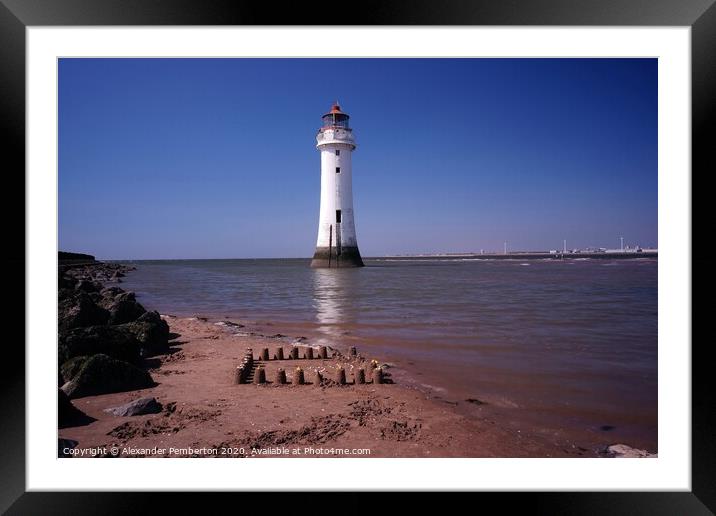 New Brighton   Lighthouse      Perch    Rock,  Dat Framed Mounted Print by Alexander Pemberton