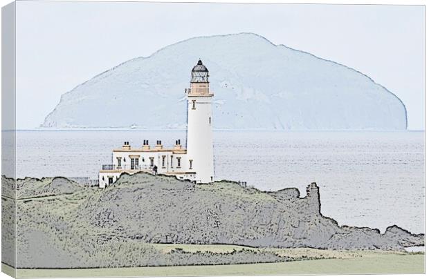 Turnberry Lighthouse and Ailsa Craig (sketching) Canvas Print by Allan Durward Photography