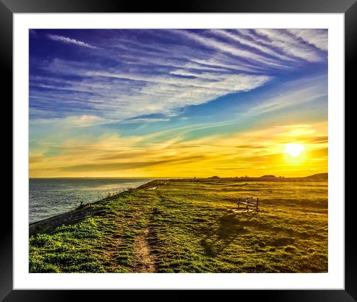A sunset over a body of water upper Dovercourt  Framed Mounted Print by Steven Collis