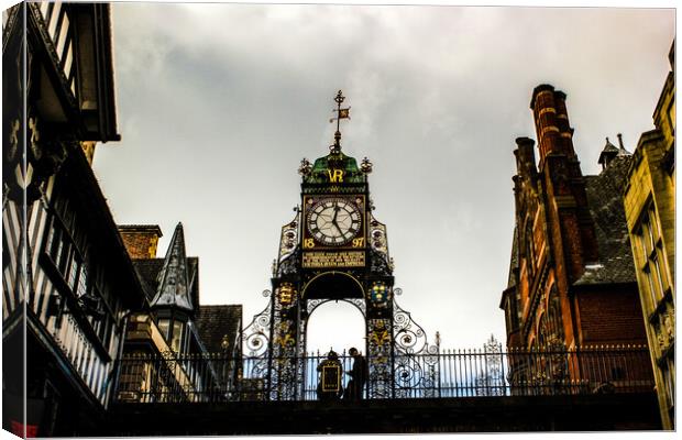 ''Meet me under the Clock'' - Chester Canvas Print by Paddy Art