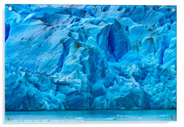 Blue Glacier Lake Torres del Paine National Park Chile Acrylic by William Perry