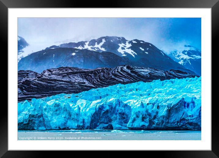 Blue Glacier Lake Torres del Paine National Park Chile Framed Mounted Print by William Perry