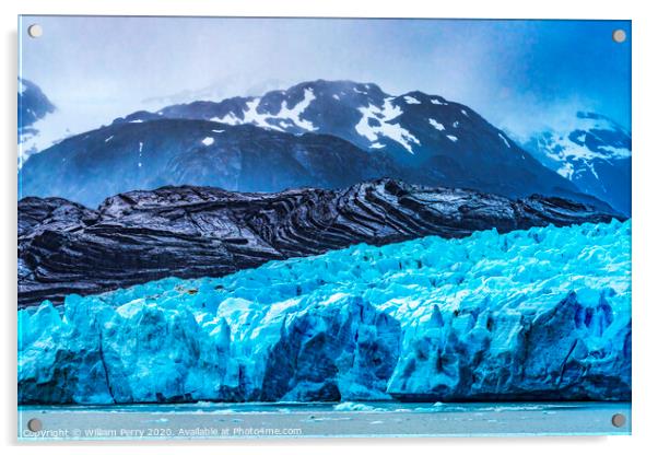 Blue Glacier Lake Torres del Paine National Park Chile Acrylic by William Perry