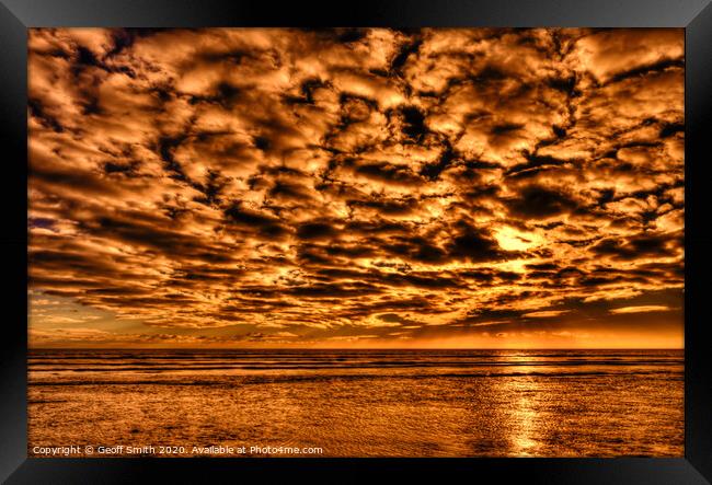 Golden Orange Sunset at Sea Framed Print by Geoff Smith
