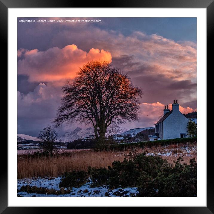 Winter sunset colour over the Cuillins Framed Mounted Print by Richard Smith
