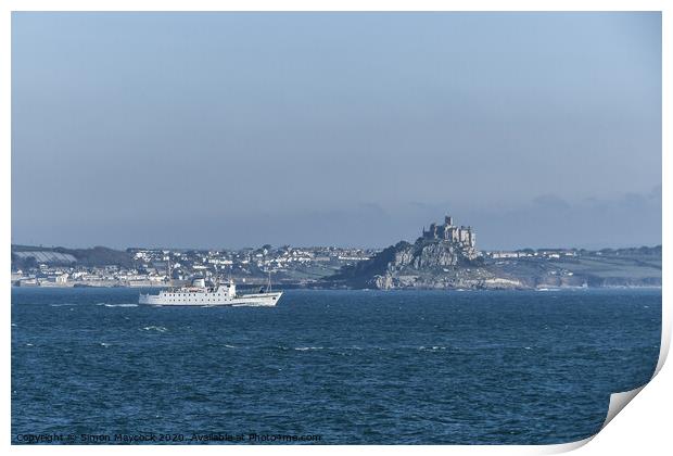 Scillonian in Mounts Bay Print by Simon Maycock
