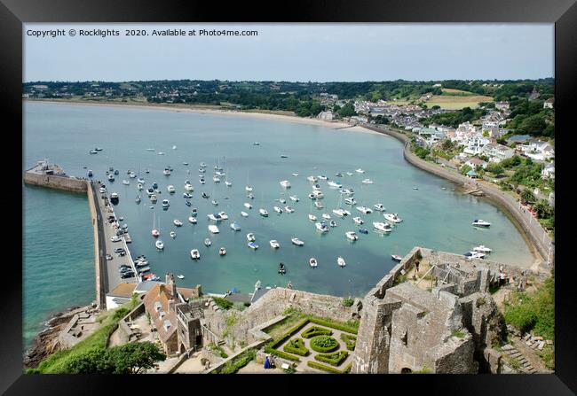 Gorey Harbour in Jersey, Channel Islands Framed Print by Rocklights 