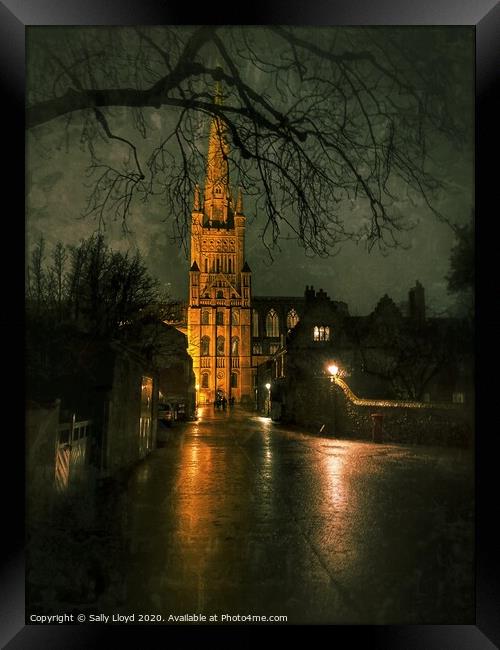 Norwich Cathedral at Night Framed Print by Sally Lloyd