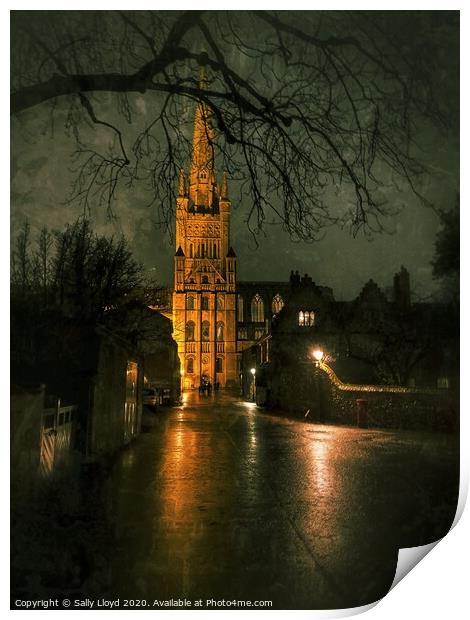 Norwich Cathedral at Night Print by Sally Lloyd
