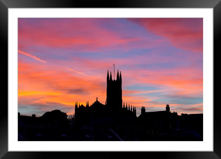 Penzance church sunset Framed Mounted Print by Simon Maycock