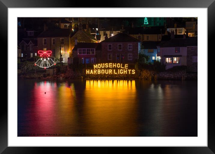 Mousehole harbour lights 161219 Framed Mounted Print by Simon Maycock