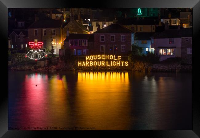 Mousehole harbour lights 161219 Framed Print by Simon Maycock