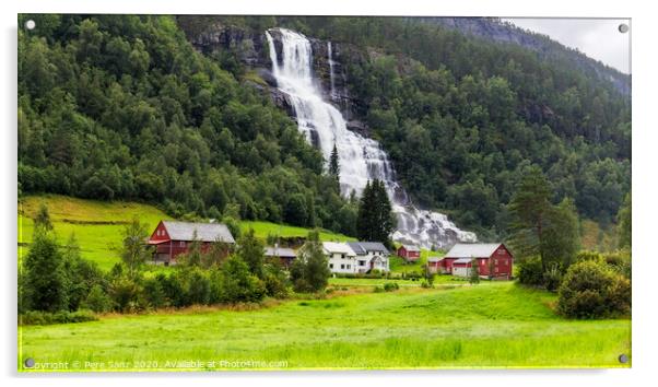 Tvindefossen waterfall in Voss, Norway Acrylic by Pere Sanz