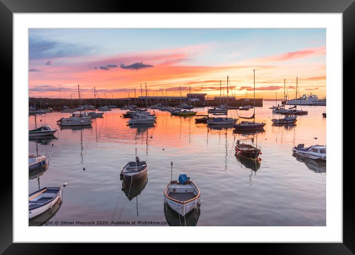 Penzance harbour sunrise Framed Mounted Print by Simon Maycock