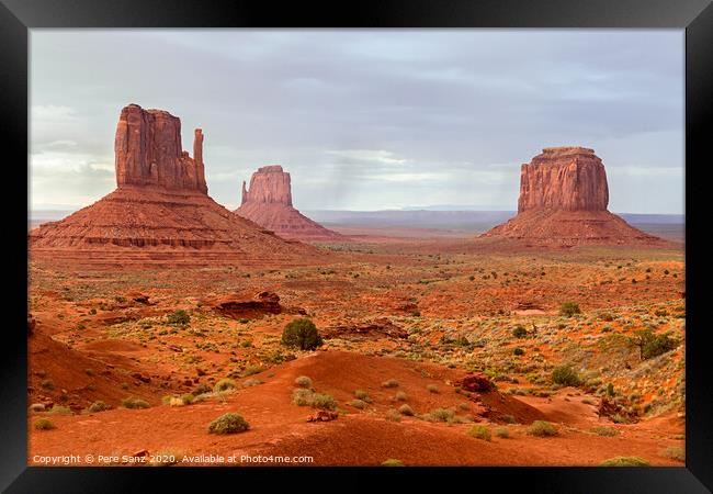 View of Monument Valley Desert Framed Print by Pere Sanz