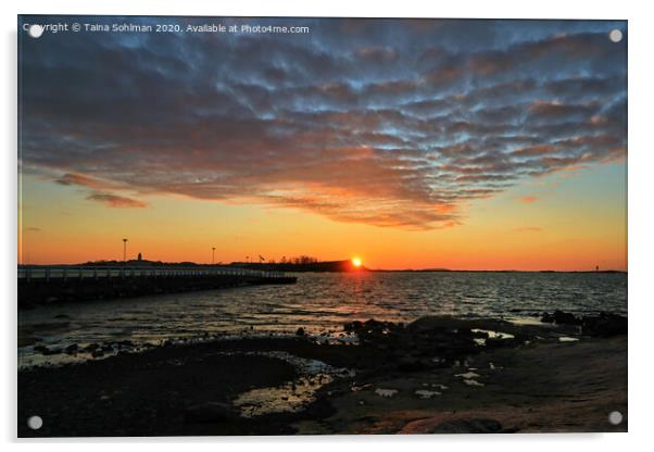 December Sunrise by the Sea 1 Acrylic by Taina Sohlman