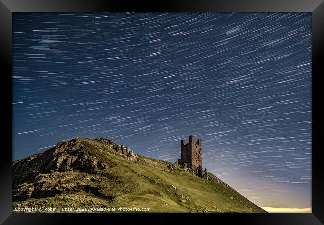 Dunstanburgh Castle Star Trail Framed Print by Robin Hunter