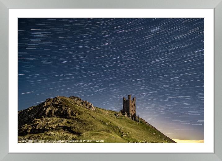 Dunstanburgh Castle Star Trail Framed Mounted Print by Robin Hunter