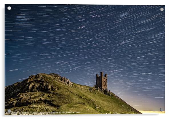 Dunstanburgh Castle Star Trail Acrylic by Robin Hunter