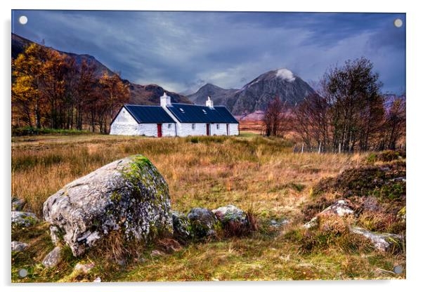 Black Rock Cottage in Glen Coe Acrylic by John Frid