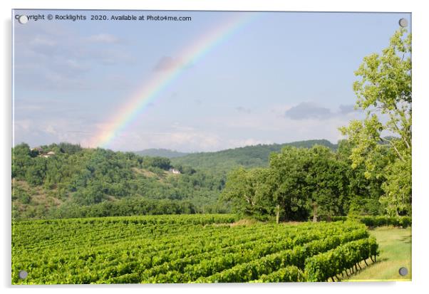 rainbow over vineyards in france Acrylic by Rocklights 