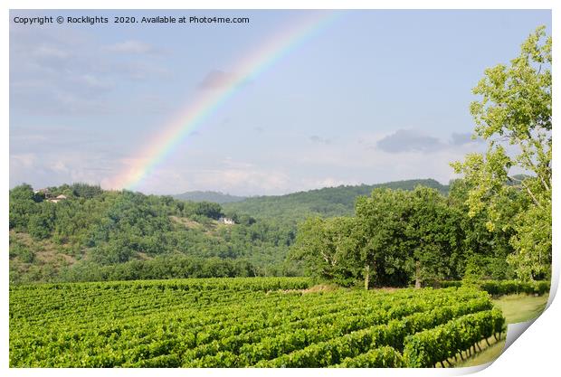 rainbow over vineyards in france Print by Rocklights 