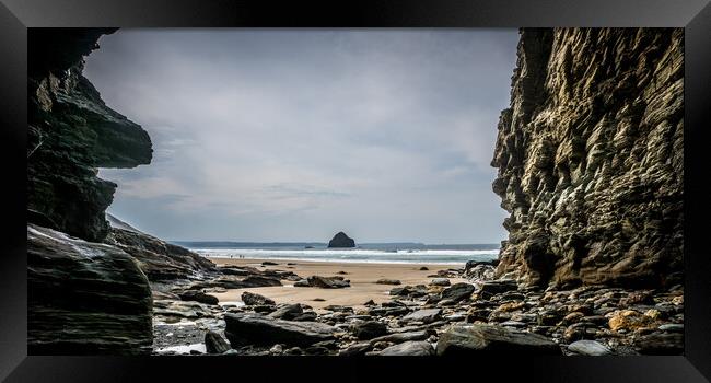 Cave View Trebarwith Framed Print by David Wilkins