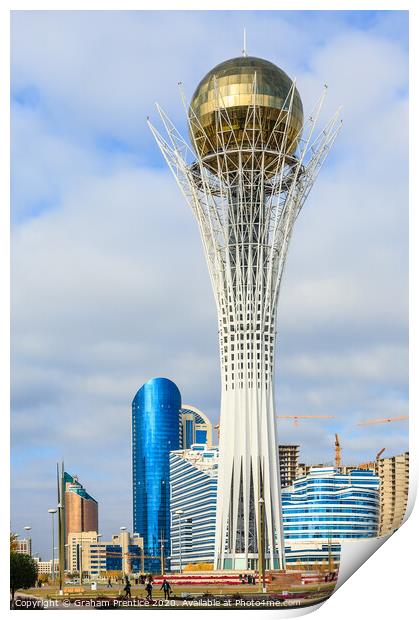 Bayterek Tower, Nur-Sultan (Astana) Print by Graham Prentice