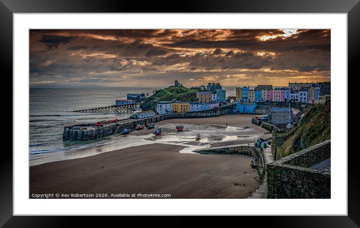 Tenby Evening Framed Mounted Print by Kev Robertson