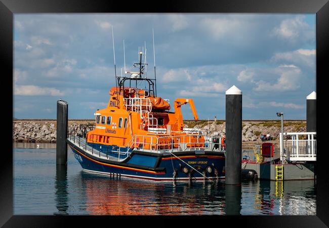 Torbay Lifeboat in Brixham harbour Framed Print by Wendy Williams CPAGB