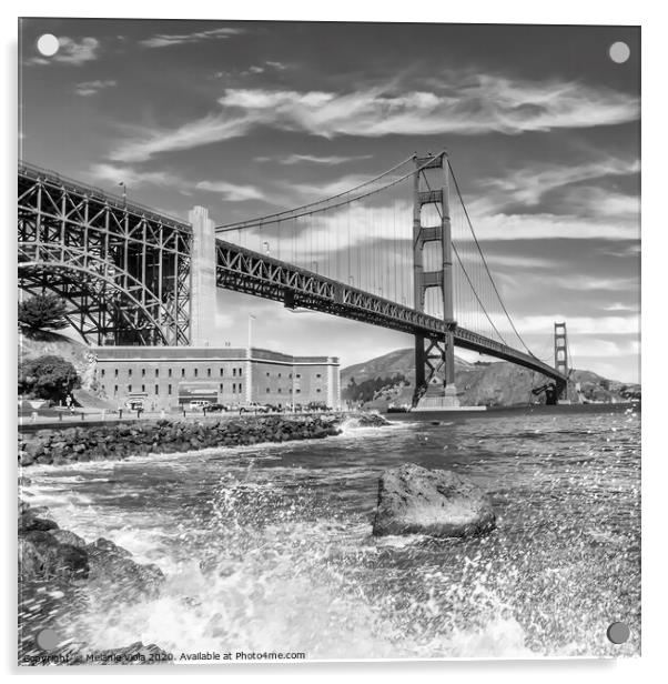 GOLDEN GATE BRIDGE Coastline Impression | Monochrome Acrylic by Melanie Viola