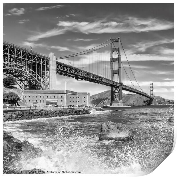 GOLDEN GATE BRIDGE Coastline Impression | Monochrome Print by Melanie Viola